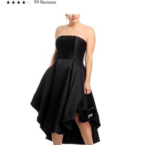 Aqua Mikado Strapless Black Dress